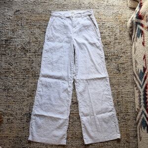 Level 99 Tallulah Wide Leg Linen Blend Pant white color, size 27